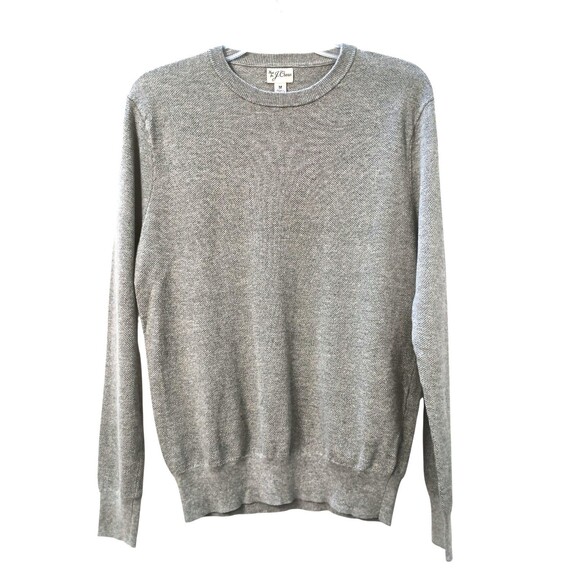 J Crew Mens Cotton Crewneck Sweater Size Medium Light Gray Piqué Stitch BM043 - Picture 1 of 6